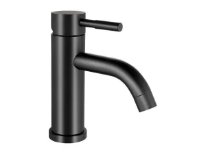 Outlet Mechanische Mengkraan Met Ronde Vorm Van Geborsteld Roestvrij Staal - Mat Zwart - H17 Cm - Salavan Kraan