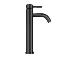 Store Mechanische Mengkraan Met Ronde Vorm Van Geborsteld Roestvrij Staal - Mat Zwart - H29.6 Cm - Salavan Kraan