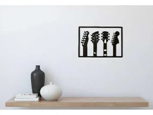 Clearance Metalen Decoratie Gitaar 19, Zwart, 46X1,5X32 Cm, Decoratieve Wandplaat