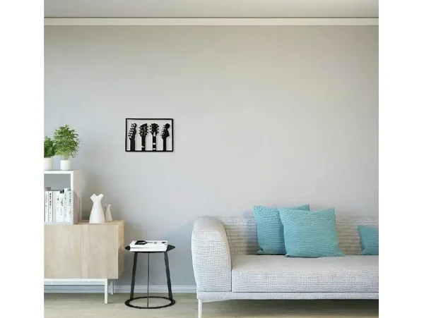 Clearance Metalen Decoratie Gitaar 19, Zwart, 46X1,5X32 Cm, Decoratieve Wandplaat