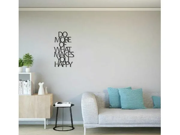 Discount Metalen Decoratie Makes You Happy 1, Zwart, 41X1,5X70 Cm, Decoratieve Wandplaat