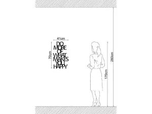 Discount Metalen Decoratie Makes You Happy 1, Zwart, 41X1,5X70 Cm, Decoratieve Wandplaat