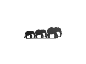 Best Metalen Decoratie Olifant 4, Zwart, 50X1,5X15 Cm, Decoratieve Wandplaat