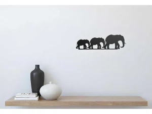 Best Metalen Decoratie Olifant 4, Zwart, 50X1,5X15 Cm, Decoratieve Wandplaat