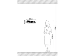 Best Metalen Decoratie Olifant 4, Zwart, 50X1,5X15 Cm, Decoratieve Wandplaat