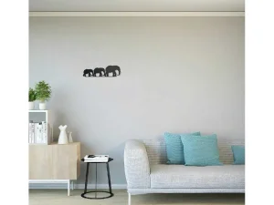 Best Metalen Decoratie Olifant 4, Zwart, 50X1,5X15 Cm, Decoratieve Wandplaat