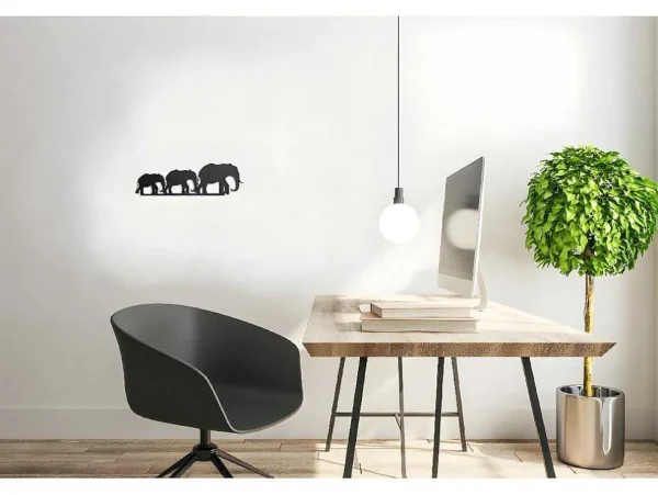 Best Metalen Decoratie Olifant 4, Zwart, 50X1,5X15 Cm, Decoratieve Wandplaat