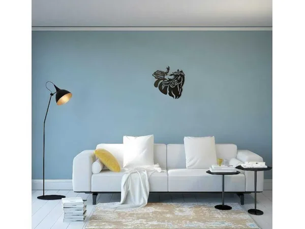 Best Metalen Decoratie Paard 2, Zwart, 50X1,5X50 Cm, Decoratieve Wandplaat