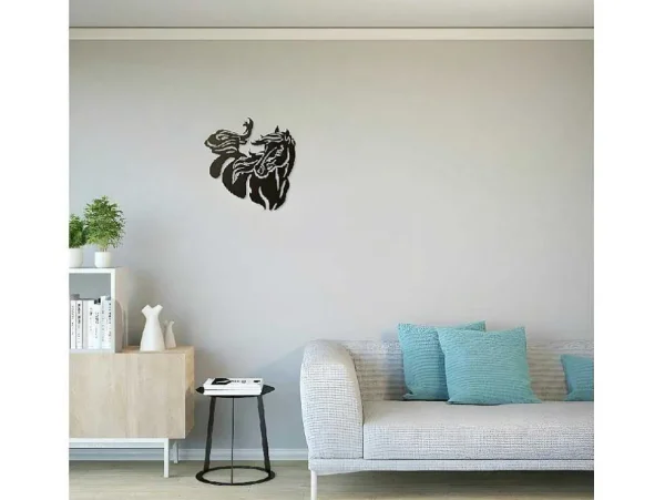 Best Metalen Decoratie Paard 2, Zwart, 50X1,5X50 Cm, Decoratieve Wandplaat