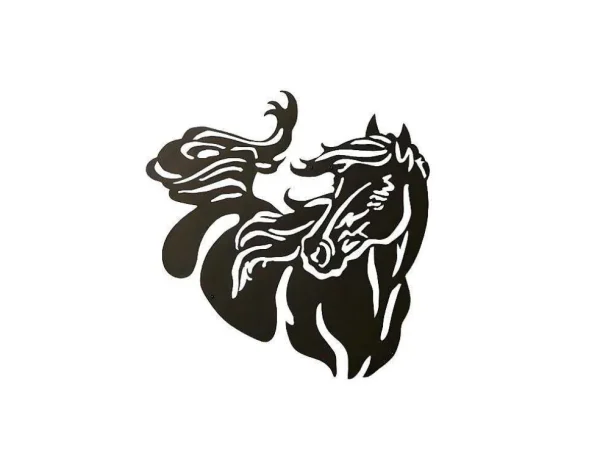 Best Metalen Decoratie Paard 2, Zwart, 50X1,5X50 Cm, Decoratieve Wandplaat