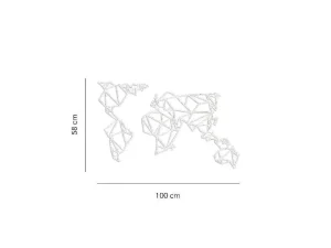 Shop Metalen Decoratie Wereldkaart 19, Wit, 100X1,5X58 Cm, Decoratieve Wandplaat