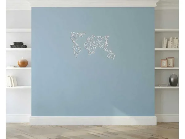 Shop Metalen Decoratie Wereldkaart 19, Wit, 100X1,5X58 Cm, Decoratieve Wandplaat