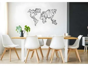 Sale Metalen Decoratie Wereldkaart 4, Zwart, 120X1,5X72 Cm, Decoratieve Wandplaat