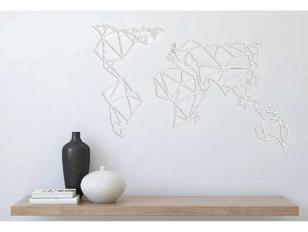 Shop Metalen Decoratie Wereldkaart 19, Wit, 100X1,5X58 Cm, Decoratieve Wandplaat