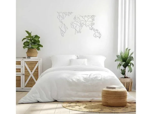 Shop Metalen Decoratie Wereldkaart 19, Wit, 100X1,5X58 Cm, Decoratieve Wandplaat