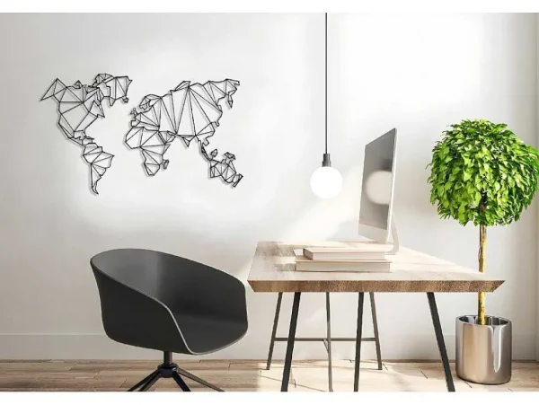 Sale Metalen Decoratie Wereldkaart 4, Zwart, 120X1,5X72 Cm, Decoratieve Wandplaat