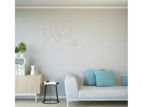 Shop Metalen Decoratie Wereldkaart 19, Wit, 100X1,5X58 Cm, Decoratieve Wandplaat