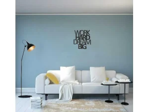 Best Sale Metalen Decoratie Work Hard Dream Big 1, Zwart, 65X1,5X70 Cm, Decoratieve Wandplaat