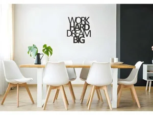 Best Sale Metalen Decoratie Work Hard Dream Big 1, Zwart, 65X1,5X70 Cm, Decoratieve Wandplaat