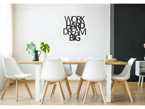 Best Sale Metalen Decoratie Work Hard Dream Big 1, Zwart, 65X1,5X70 Cm, Decoratieve Wandplaat