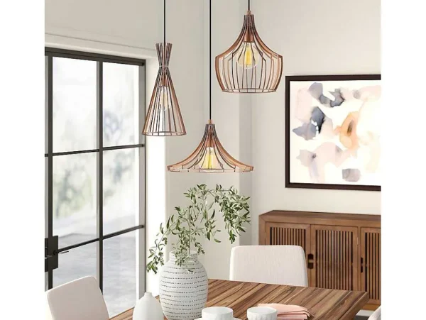Cheap Metalen Hanglamp Mezopotamya - 3 Kappen - B55 X H113 Cm - Koperkleurig Hanglamp