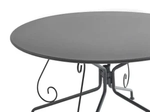 Cheap Metalen Tuineethoek Met Gietijzeren Stijl: Een Tafel D120 Cm En 4 Opstapelbare Fauteuils - Antraciet - Guermantes Van Tuinset