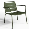 Best Metalen Tuinmeubelset - 2 Lage Stapelstoelen En Een Bijzettafel - Kaki - Mirmande Loungeset