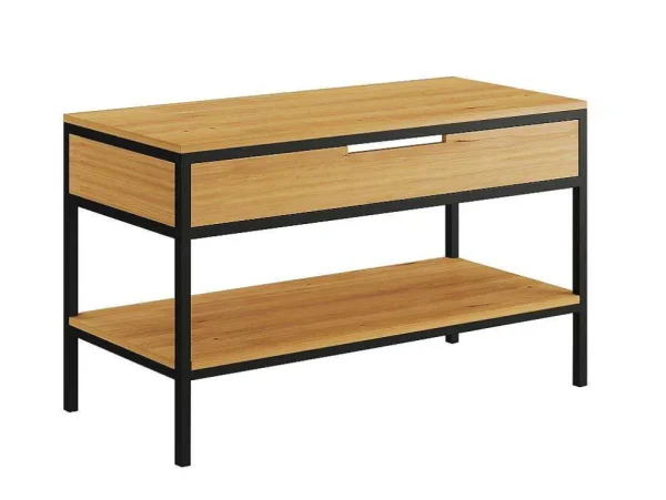 Discount Meubel Onder Wastafel Van Licht Teakhout En Metaal - 120 Cm - Tukad Wastafelmeubel