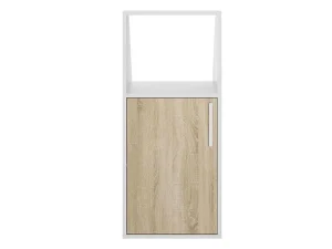 Clearance Meubel Voor Onder Een Hellend Dak 1 Deur En 1 Nis - Wit En Naturel - Adezio Kleine Opberger En Slaapkameraccessoire