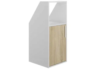 Clearance Meubel Voor Onder Een Hellend Dak 1 Deur En 1 Nis - Wit En Naturel - Adezio Kleine Opberger En Slaapkameraccessoire