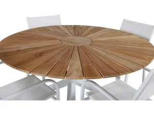 Clearance Mexico Tuinmeubelset Tafel O140Cm En 4 Stoel Santorini Wit, Naturel. Tuinset