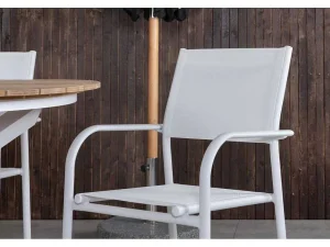 Clearance Mexico Tuinmeubelset Tafel O140Cm En 4 Stoel Santorini Wit, Naturel. Tuinset