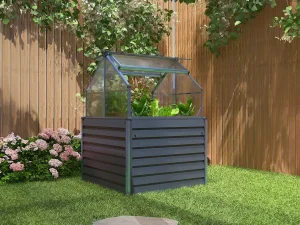 Best Sale Mini-Tuinkas Van Polycarbonaat En Structuur Van Aluminium - L120 X B120 X H169 Cm - Antraciet - Genista Tuinkas