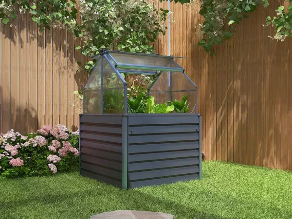 Best Sale Mini-Tuinkas Van Polycarbonaat En Structuur Van Aluminium - L120 X B120 X H169 Cm - Antraciet - Genista Tuinkas