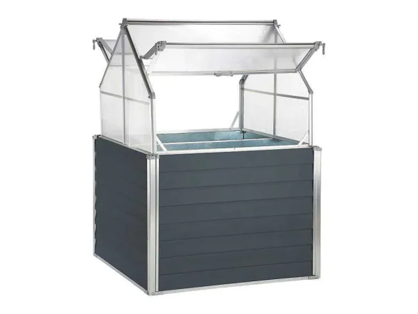 Best Sale Mini-Tuinkas Van Polycarbonaat En Structuur Van Aluminium - L120 X B120 X H169 Cm - Antraciet - Genista Tuinkas