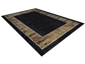 Flash Sale Miro 51223.806 Tapijt Wasbaar Kader, Grieks Antislip - Zwart / Goud 200X290 Cm Groot Tapijt