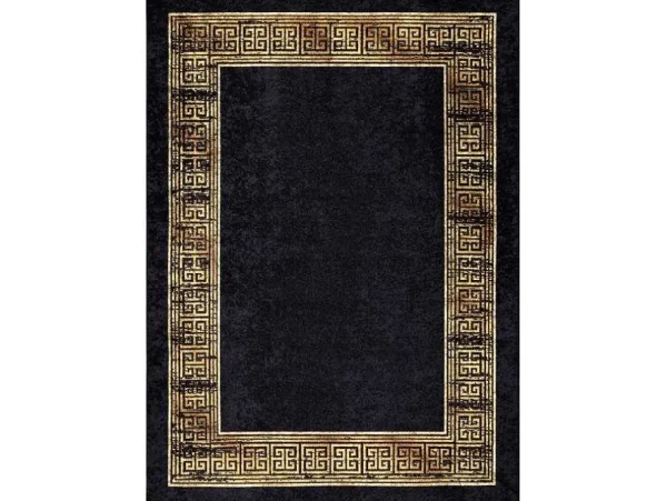 Flash Sale Miro 51223.806 Tapijt Wasbaar Kader, Grieks Antislip - Zwart / Goud 200X290 Cm Groot Tapijt