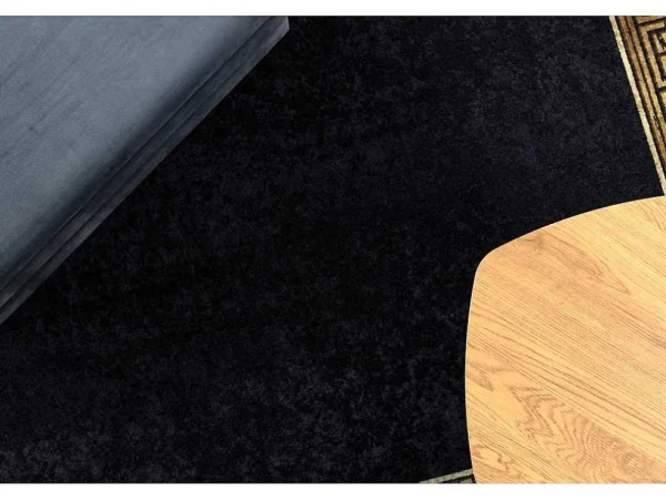 Flash Sale Miro 51223.806 Tapijt Wasbaar Kader, Grieks Antislip - Zwart / Goud 200X290 Cm Groot Tapijt
