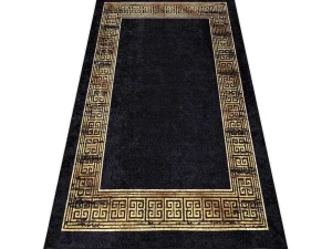 Flash Sale Miro 51223.806 Tapijt Wasbaar Kader, Grieks Antislip - Zwart / Goud 200X290 Cm Groot Tapijt