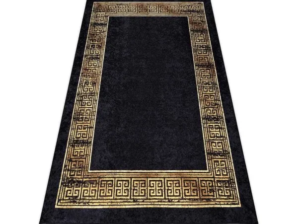Flash Sale Miro 51223.806 Tapijt Wasbaar Kader, Grieks Antislip - Zwart / Goud 200X290 Cm Groot Tapijt