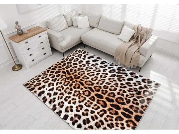 Sale Miro 51568.804 Tapijt Wasbaar Luipaardpatroon Antislip - Creme / Bruin 120X170 Cm Klein Tapijt