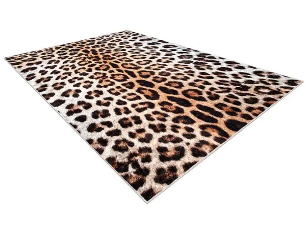 Sale Miro 51568.804 Tapijt Wasbaar Luipaardpatroon Antislip - Creme / Bruin 120X170 Cm Klein Tapijt