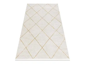 Outlet Modern Tapijt Duke 51245 Creme / Goud - Latwerk, Gestructureerd, Zeer 140X190 Cm Klein Tapijt