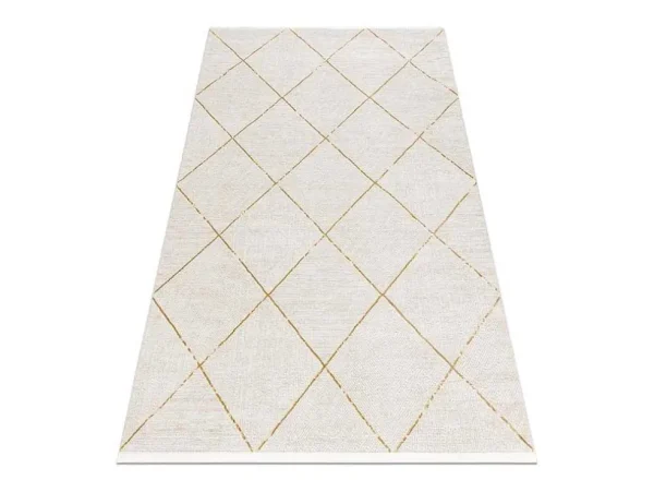 Outlet Modern Tapijt Duke 51245 Creme / Goud - Latwerk, Gestructureerd, Zeer 140X190 Cm Klein Tapijt