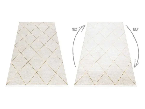 Outlet Modern Tapijt Duke 51245 Creme / Goud - Latwerk, Gestructureerd, Zeer 140X190 Cm Klein Tapijt