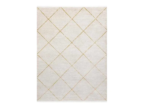 Outlet Modern Tapijt Duke 51245 Creme / Goud - Latwerk, Gestructureerd, Zeer 140X190 Cm Klein Tapijt