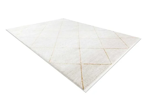 Outlet Modern Tapijt Duke 51245 Creme / Goud - Latwerk, Gestructureerd, Zeer 140X190 Cm Klein Tapijt