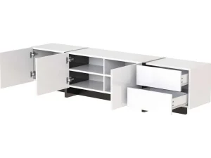 Flash Sale Modern Tv-Meubel 190Cm Met 3 Deuren En 2 Lades - Glanzend Wit & Zwart Tv-Meubel