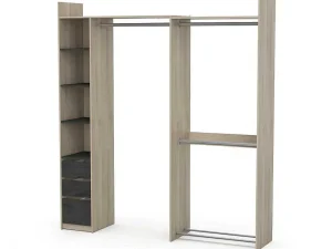 Discount Moduleerbare Kleerkast Hoek Of Recht - L200 Cm - Kleur: Naturel En Zwart - Emilyo Kledingkast