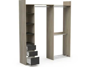 Discount Moduleerbare Kleerkast Hoek Of Recht - L200 Cm - Kleur: Naturel En Zwart - Emilyo Kledingkast